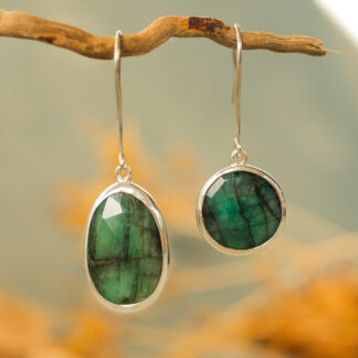 Asymmetric Emerald Earrings